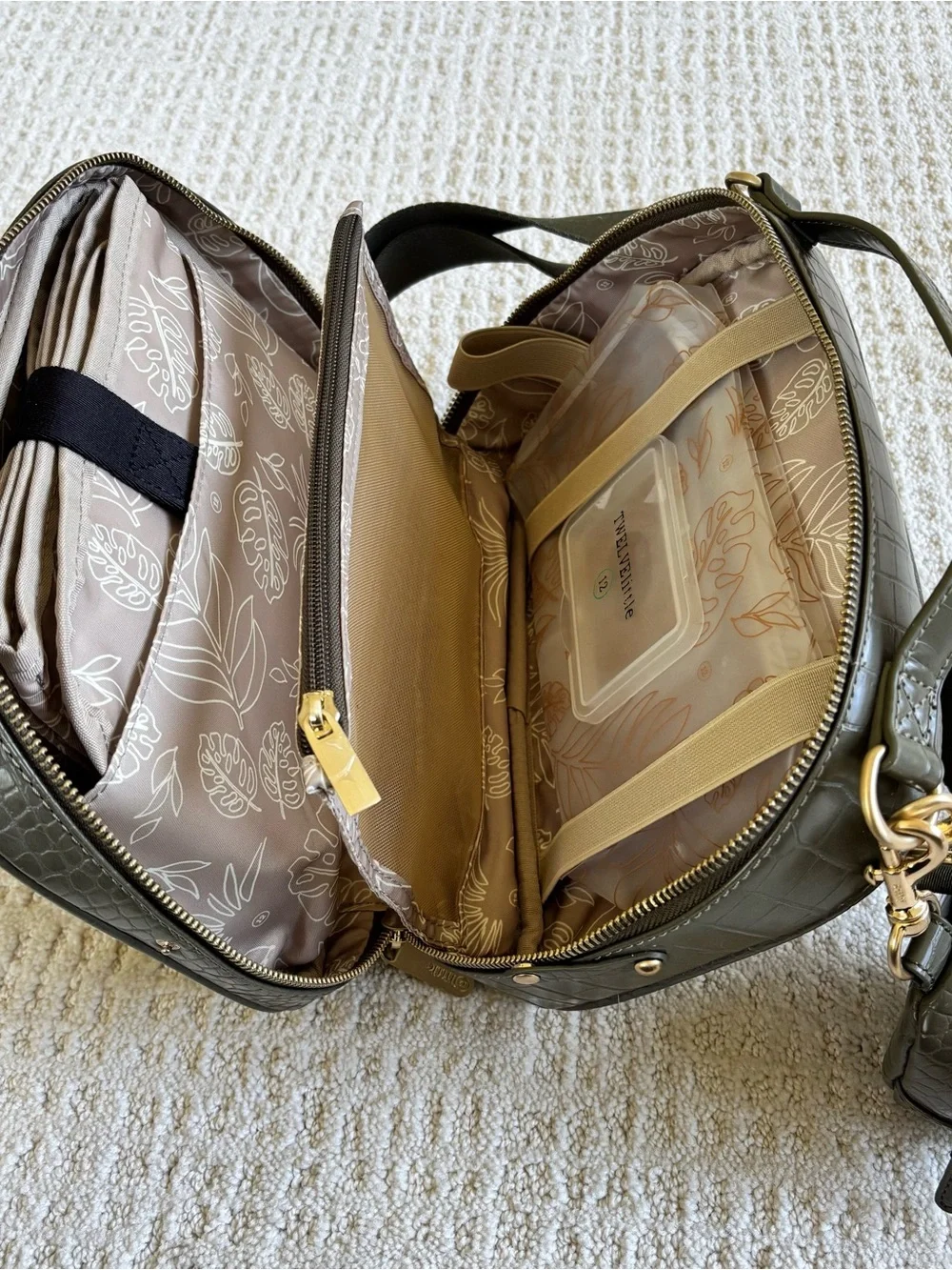 TWELVElittle Olive Croc-Embossed Baby Bag